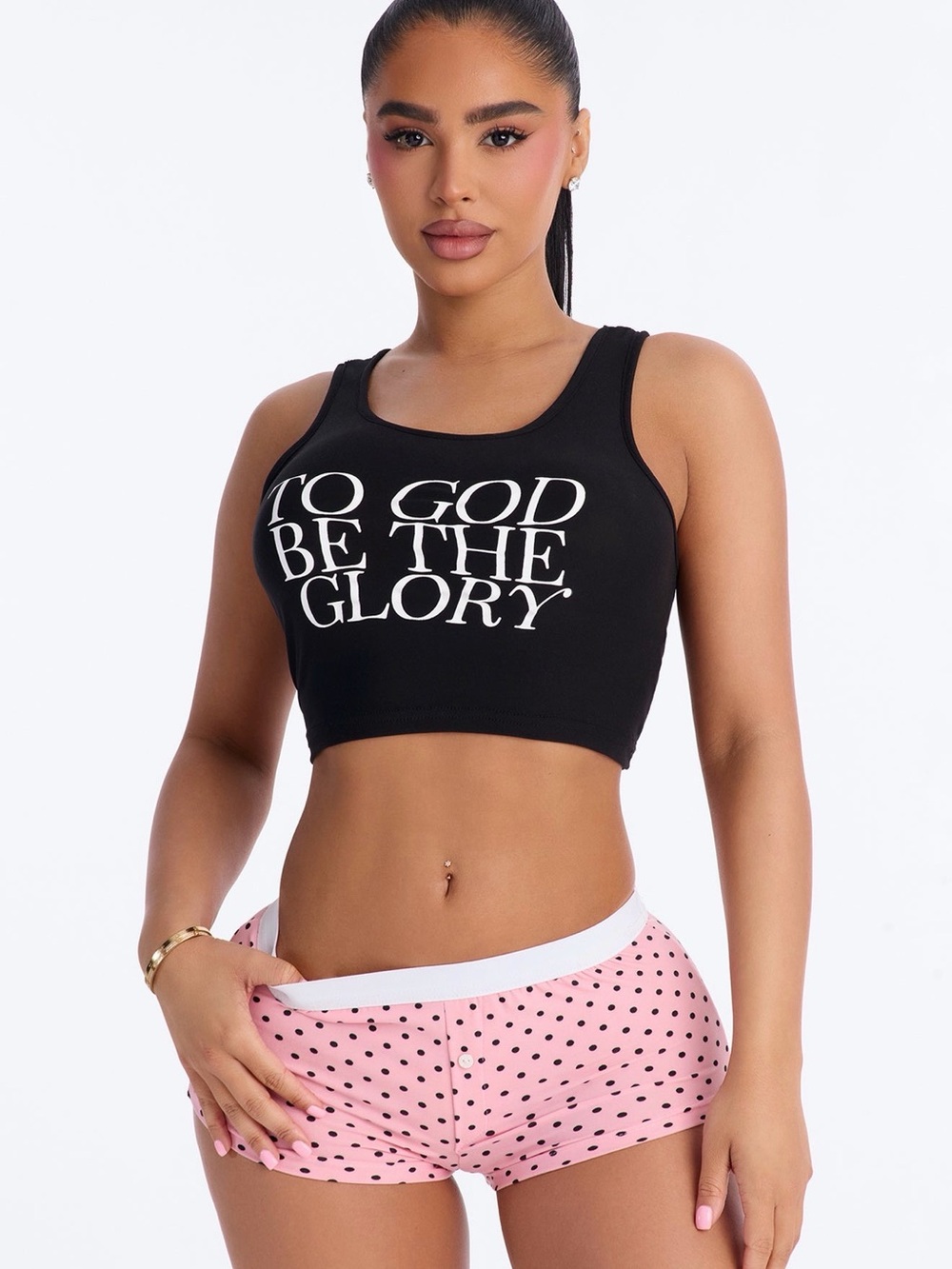 Women’s Black Crop Tank Top – To God Be The Glory